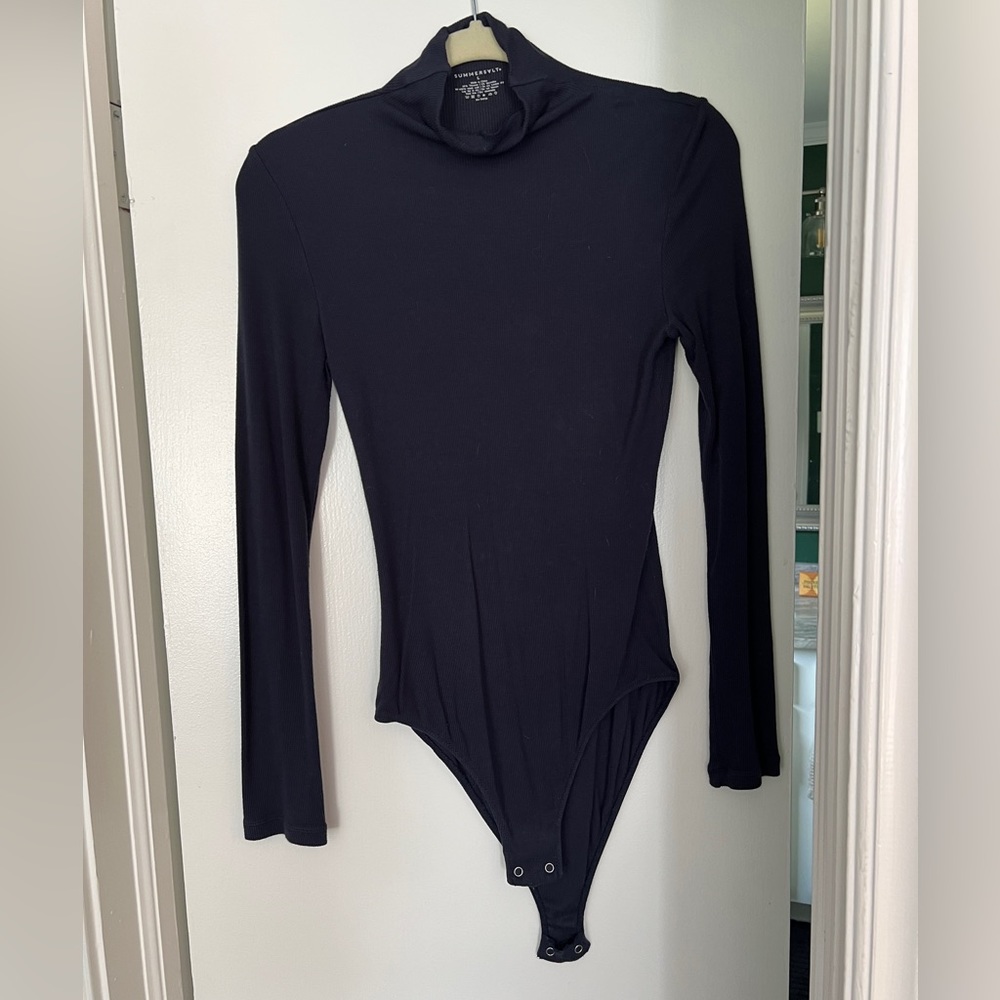 Dark Blue Summersalt Mock neck Bodysuit